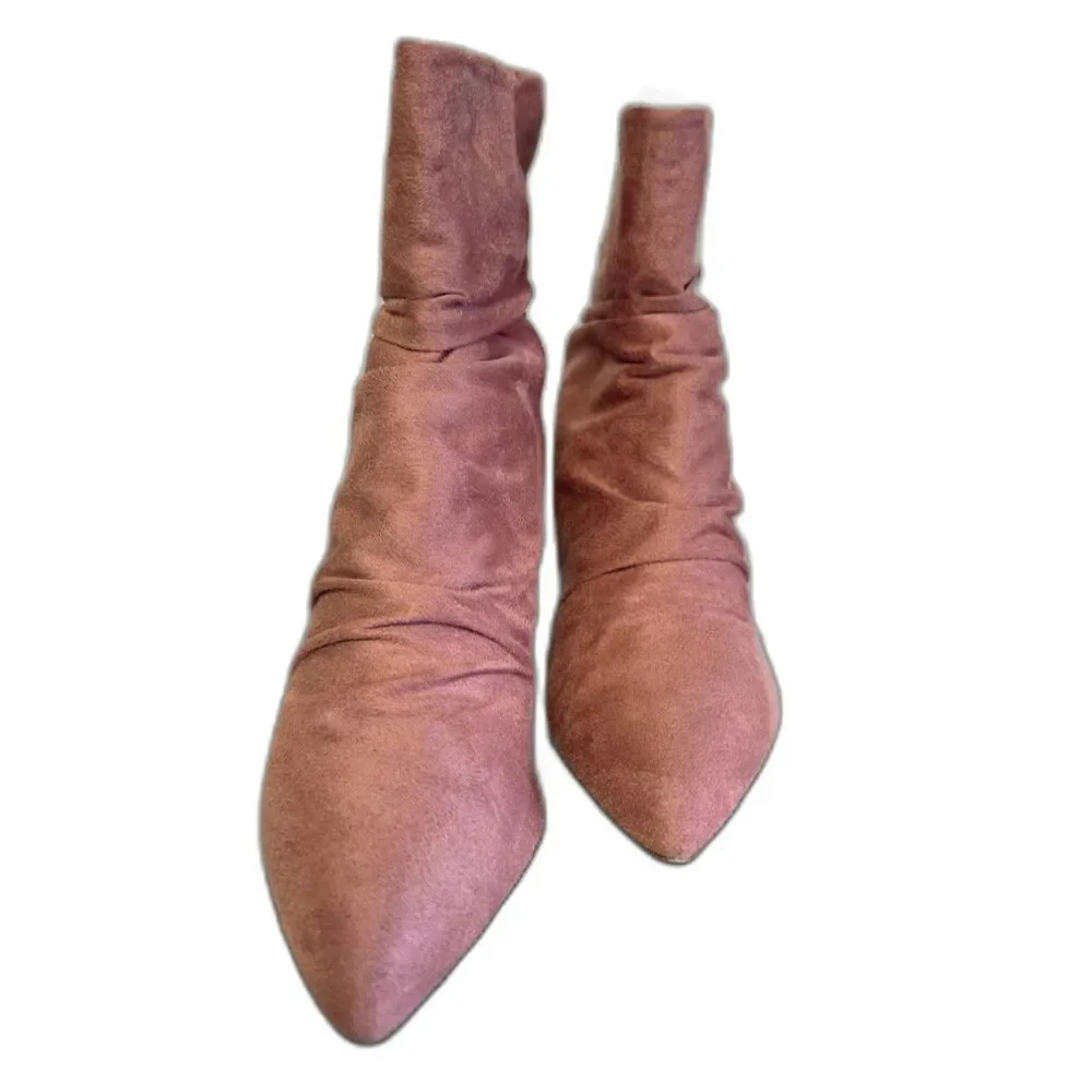 Allegra K Dust Pink Slouch Ankle Boots 8 Box & Dust Bags EUC